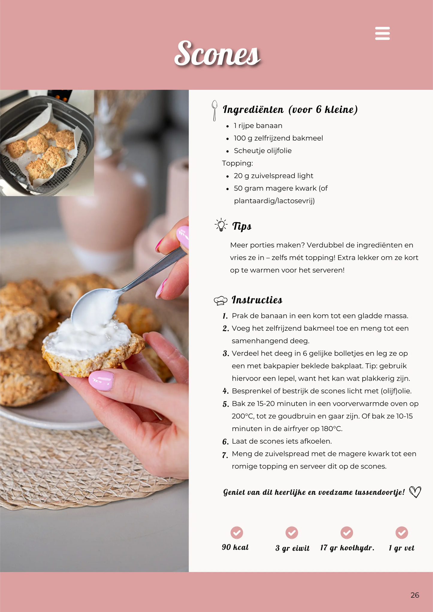 E-book 15x Gezonde Tussendoortjes van Travelling Sisters – voedzame, makkelijke en heerlijke snackrecepten voor een gezonde levensstijl - Recept Scones