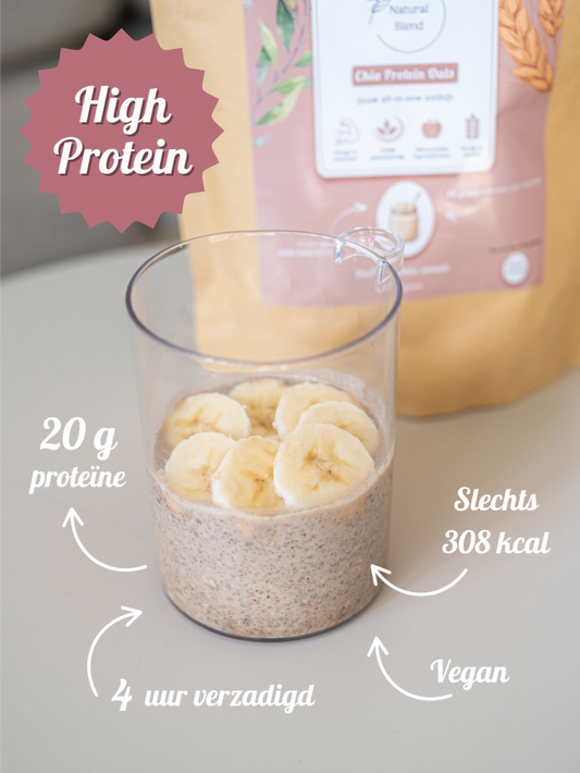 Natural Blend Chia Protein Oats – eiwitrijk vegan ontbijt met chiazaad, haver en vegan eiwitpoeder, 20 gram proteïne per portie