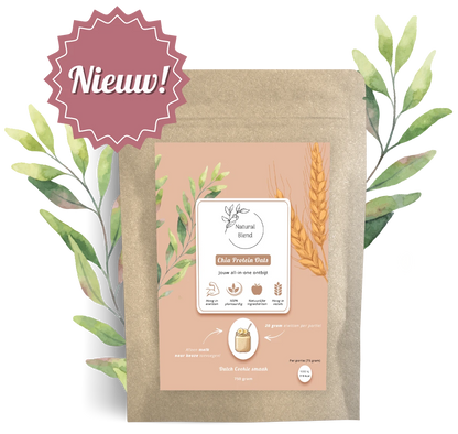 Natural Blend Chia Protein Oats – eiwitrijk vegan ontbijt met chiazaad, haver en eiwitpoeder, 20 gram proteïne per portie