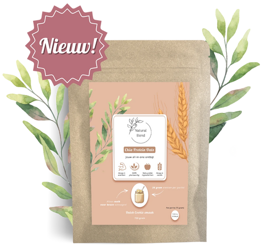 Natural Blend Chia Protein Oats – eiwitrijk vegan ontbijt met chiazaad, haver en eiwitpoeder, 20 gram proteïne per portie